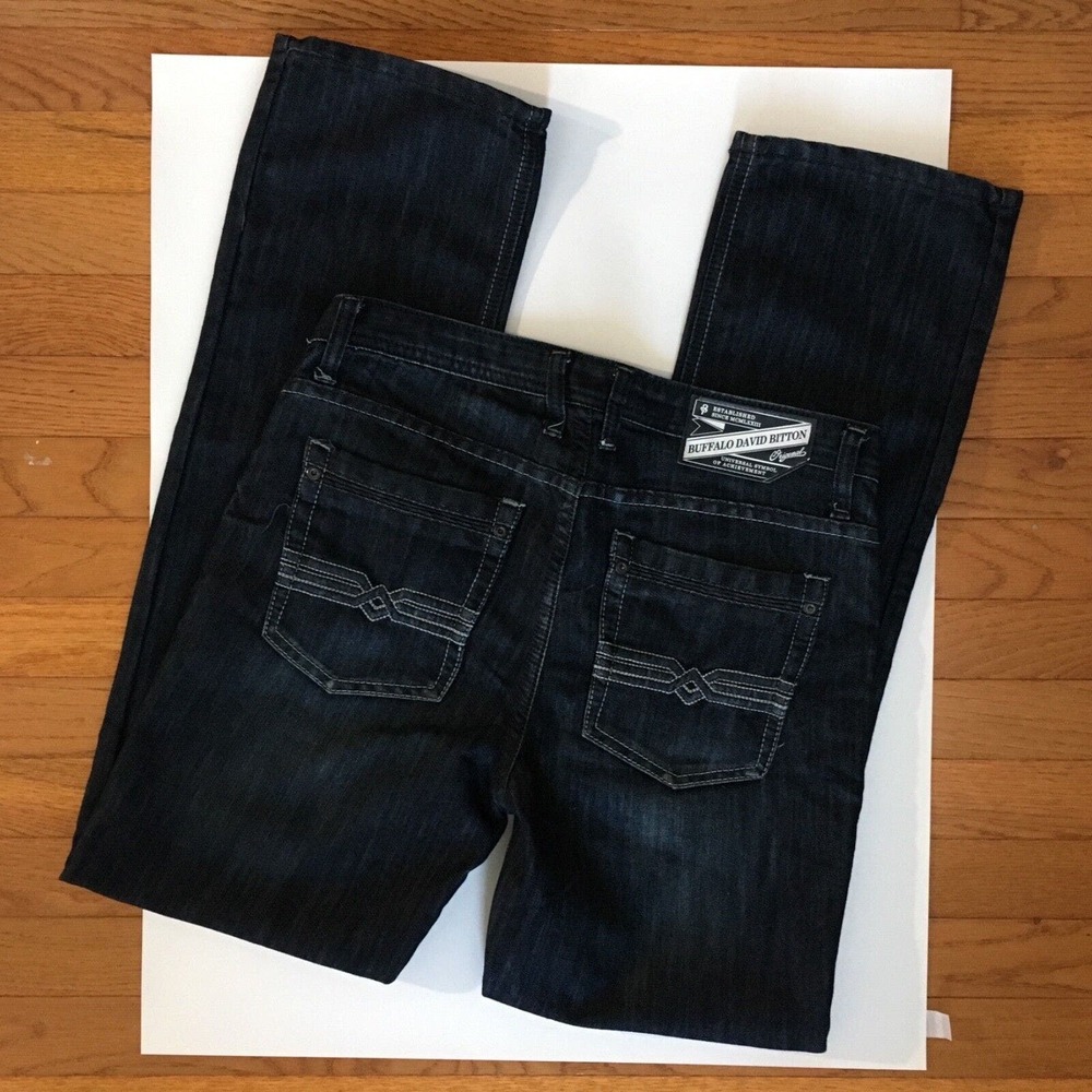 Buffalo David Bitton Jeans Boys Sz 20 Detroit Straight Leg Dark Denim 32" Inseam - Picture 2 of 7